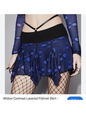 Dolls Kill blue Widow Contrast Layered Fishnet Skirt #goth #festival